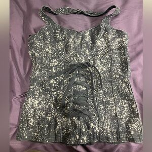 Royal Bones by Daang Goodman Splatter Halter Corset Doll's Kill EUC Size XL